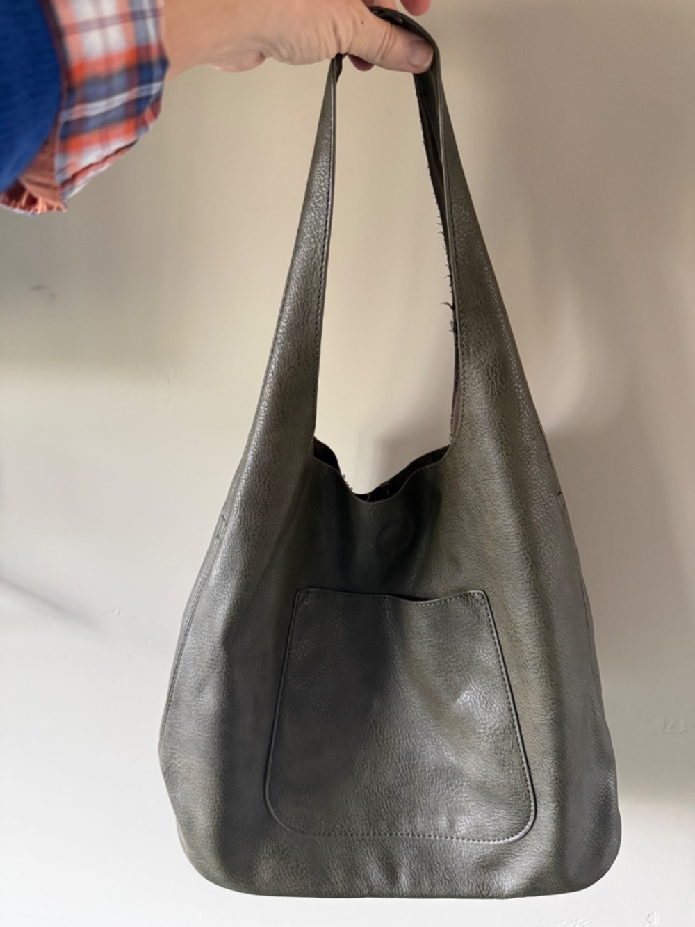 Elegant Olive Green Leather Shoulder Bag - Picture 4 of 8